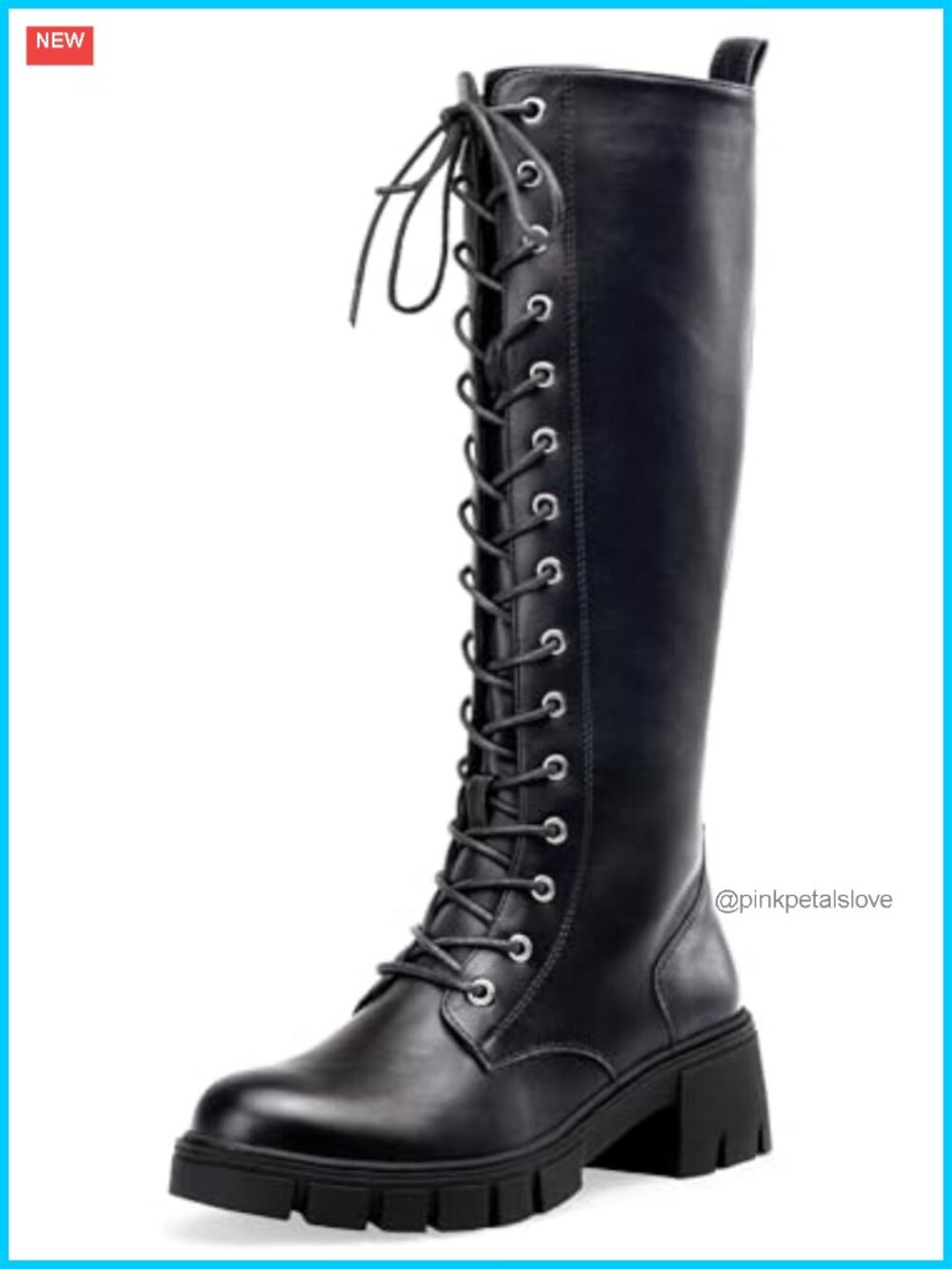 Women's Knee High Chunky Platform Lace Up Combat Boots
